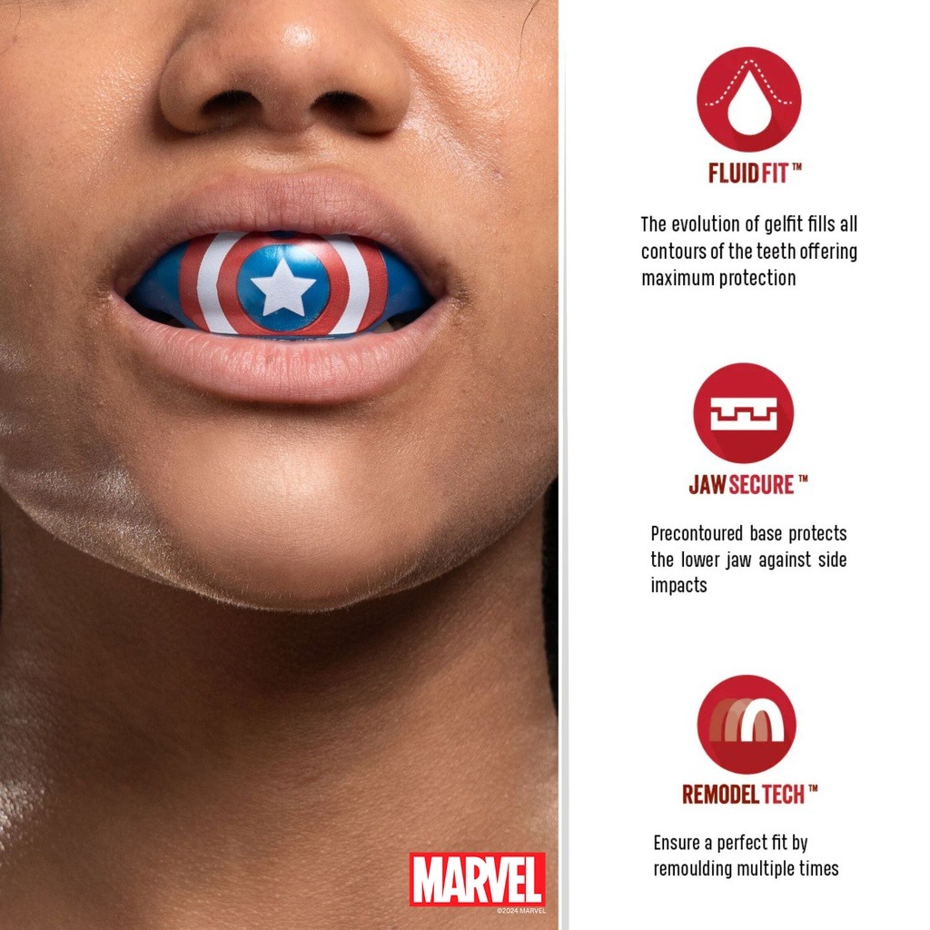 PROTECTOR BUCAL SAFEJAWZ MARVEL™ BRACES CAPTAIN AMERICA | PROTECCIÓN SEGURA PARA ORTODONCIA - Imagen 4