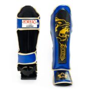 Espinilleras Yokkao azules y doradas - Imagen 3