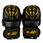 Guantillas MMA The Thai Wolf | Cuero PU Microfibra | Relleno Látex + EVA | Negro y Dorado