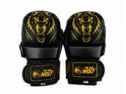 Guantillas MMA The Thai Wolf | Cuero PU Microfibra | Relleno Látex + EVA | Negro y Dorado