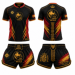Conjunto Muay Thai España Negro Dorado | Camiseta + Short | The Thai Wolf — Fuerza, Honor, Disciplina