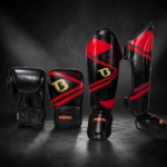 Booster Fight Gear Pack Guantes + Espinilleras Muay Thai — Negro/Rojo | 264,90 €