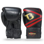 Booster Fight Gear Guantes de Boxeo — Cuero Genuino Negro/Rojo | Muay Thai & Kickboxing