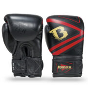 Booster Fight Gear Guantes de Boxeo — Cuero Genuino Negro/Rojo | Muay Thai & Kickboxing