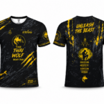 Camiseta Muay Thai The Thai Wolf | Dry Fit Transpirable | Negro y Dorado | Unleash The Beast