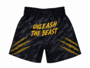 Shorts Muay Thai The Thai Wolf | Unleash The Beast | Negro y Dorado | Sublimado - Imagen 3
